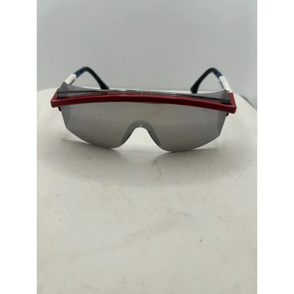 Vintage Uvex Patriot Safety Sunglasses Red White Blue Wrap Shield Made in USA